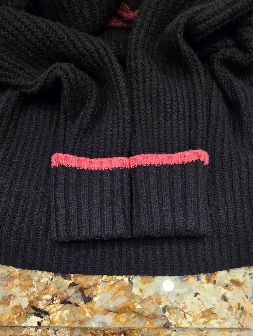 Anthropologie Maeve Black Mock Neck Ribbed Sweater Pink Trim M - Picture 6 of 9